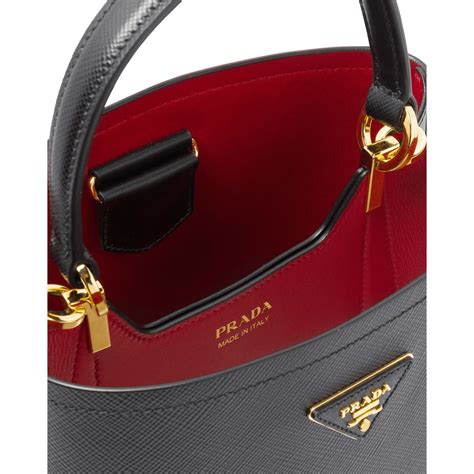 prada panier tote saffiano leather black red|prada saffiano leather handbags.